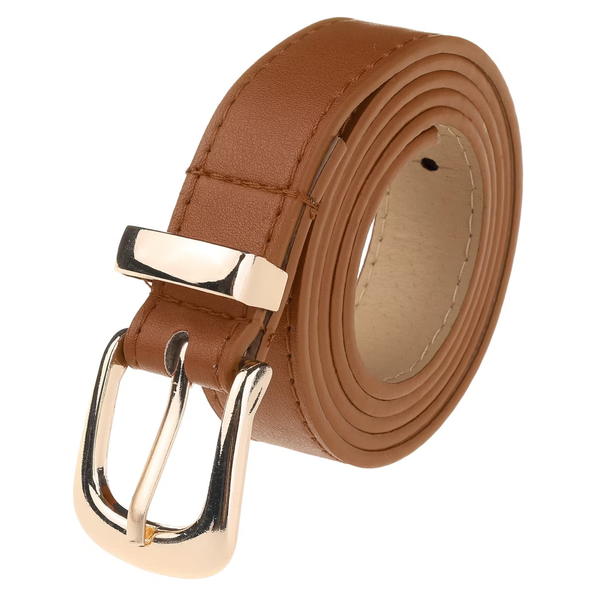 INSPIRE CHIC Women Faux Leather Gold/Silver Buckle Belt 0.9" Waist Belts for Jeans Pants Dresses | Target