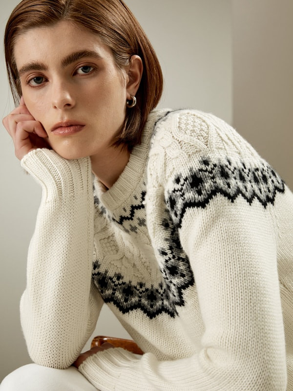 Fair Isle Crewneck Sweater | LILYSILK