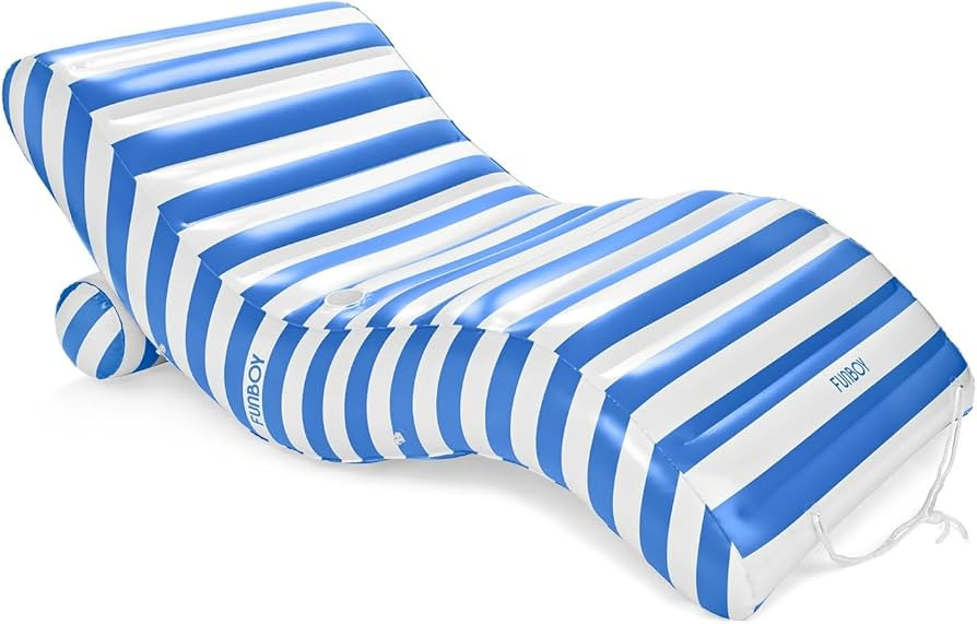FUNBOY Giant Inflatable Luxury Blue & White Cabana Striped Chaise Lounger, Chair Pool Float for A... | Amazon (US)