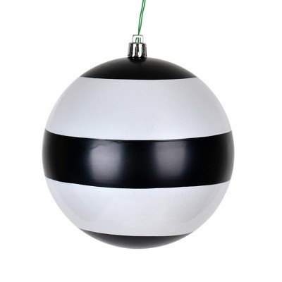 Vickerman 4.75" Black-White Striped Pearl Ball Christmas Ornament, 4 per set | Target