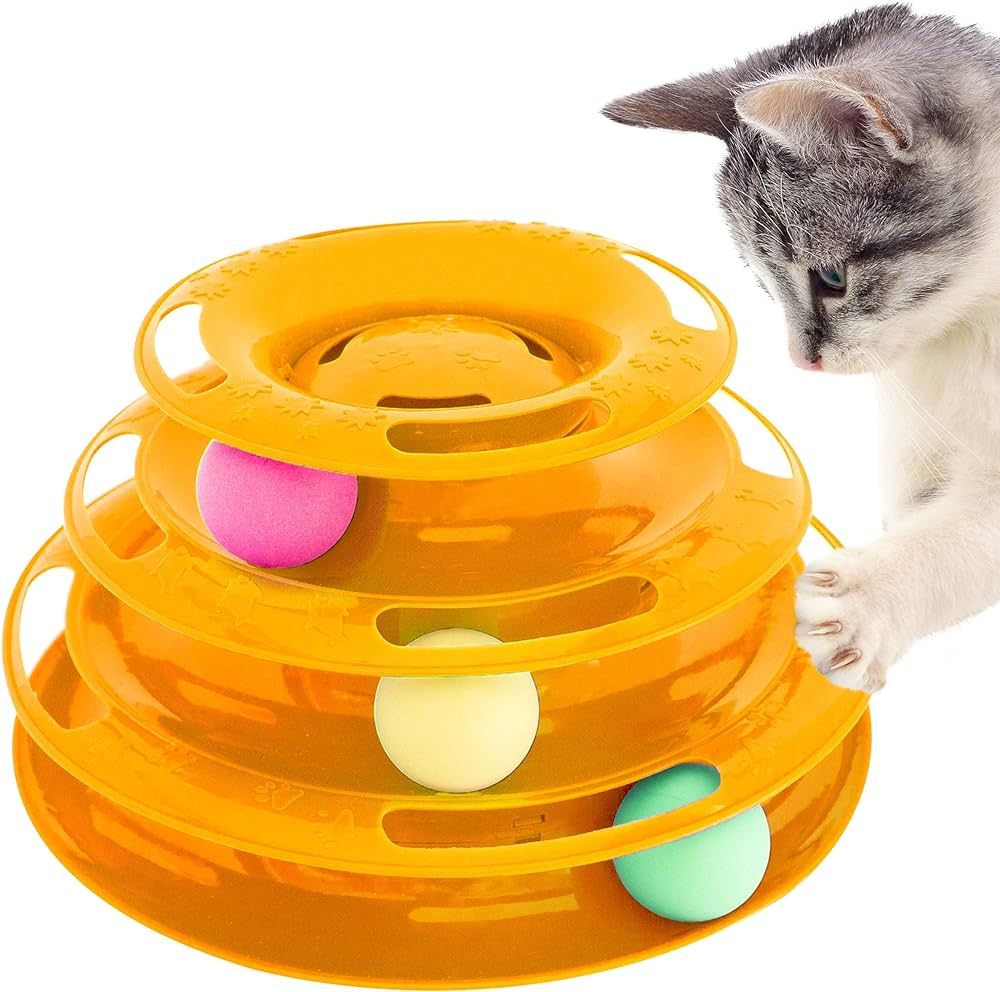 Titan's Tower, 3 Tier Cat Tower for Indoor Cats, Orange - Multi-Stage Interactive Cat Toy Ball Tr... | Amazon (US)