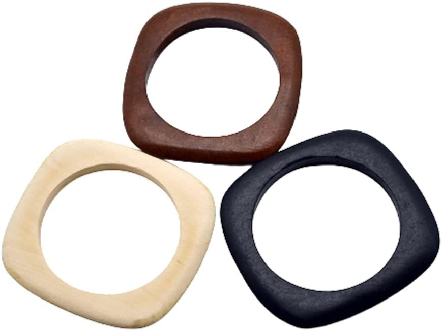 COLORFUL BLING Round DIY Natural Wooden Large Bangles Handmade Ethnic Wood Cuff Bracelet Vintage ... | Amazon (US)