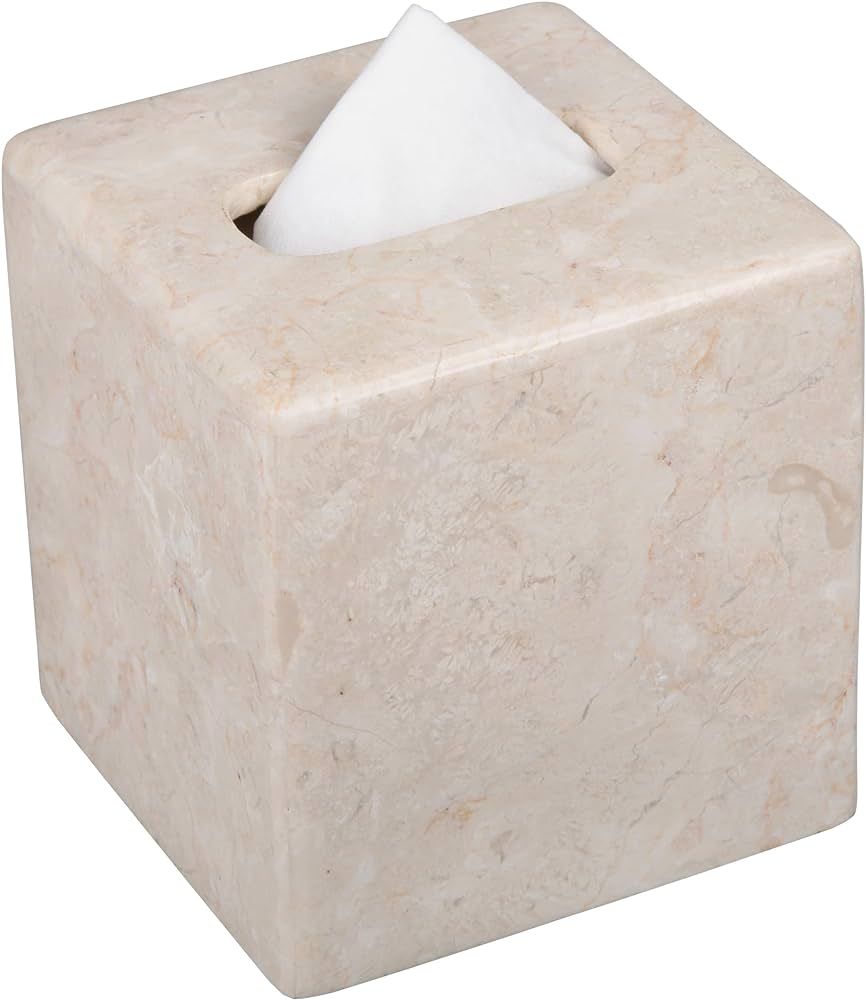 Creative Home Natural Champagne Marble Square Tissue Box Cover Facial Tissue Paper Holder Bathroo... | Amazon (US)