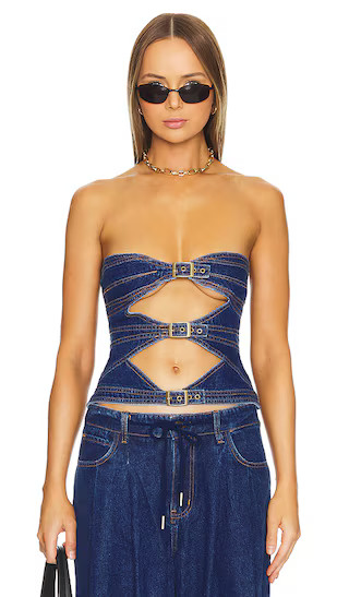 Buckle Corset in Dark Denim | Revolve Clothing (Global)