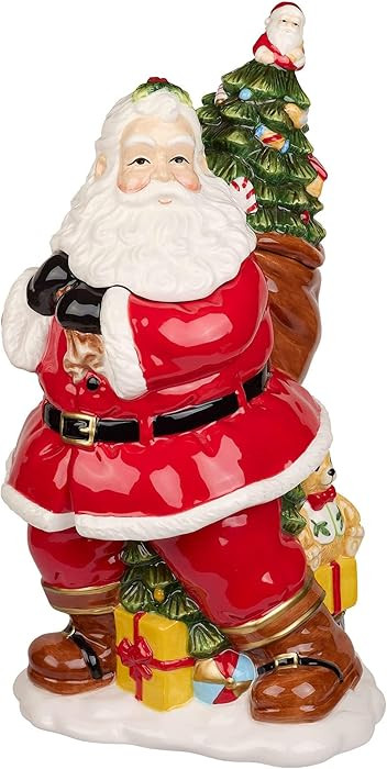 Spode Christmas Tree Figural Santa Cookie Jar - 12" Dolomite Christmas Cookie Jar with Lid - Holi... | Amazon (US)