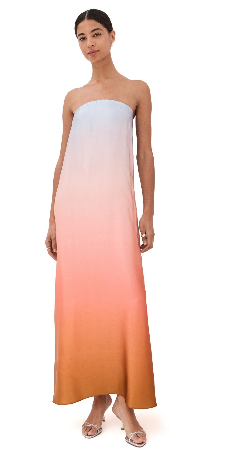 Sablyn Arden Strapless Silk Ombre Maxi Dress Melon XS | Shopbop