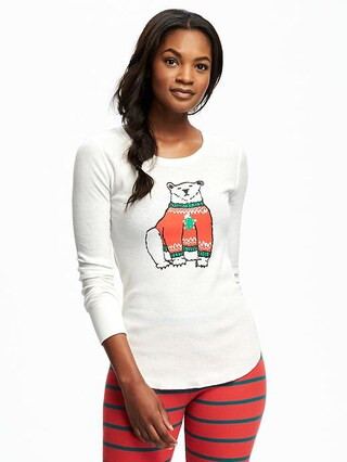 Semi-Fitted Thermal Tee for Women | Old Navy US