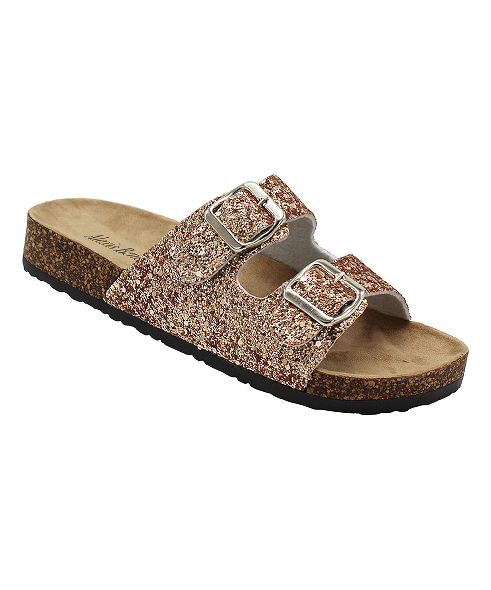 Alexis Bendel Women's Sandals ROSEGOLD - Rose Gold Glitter Double-Strap Kylie Sandal - Women | Zulily