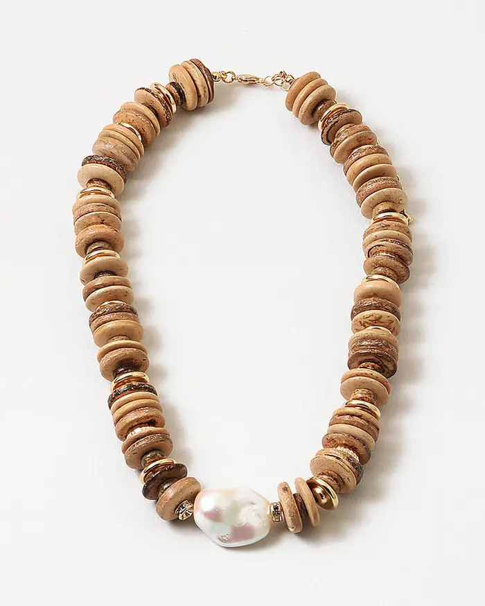 Erin McDermott Jewelry Raw Coconut Wood & Pearl Necklace | Nordstrom | Nordstrom
