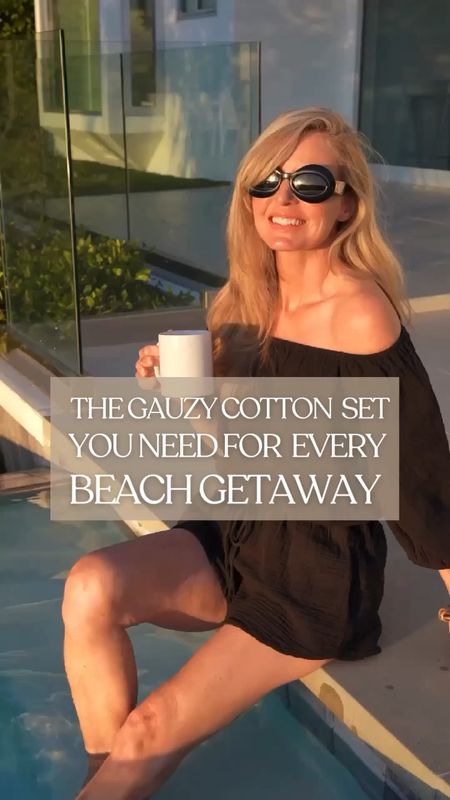 IF you're traveling to a the beach, on a cruise, to a resort, to the lake, or spending time by the pool… this is the set you need!!! 🖤

The fabric on both pieces is a breezy breathable gauzy cotton that is very lightweight and easy to pack. You can wear these pieces together as a set or as separates. The shorts are great paired with a swim top or to wear over your one-piece swimsuit. The top also pairs well with pants or shorts for sightseeing, lunch, a casual dinner, shopping, etc. This is really that heavy-hitting, no-brainer, incredibly comfy set you’ll reach for constantly… in the morning for your vacay coffee run, to grab a lounger by the pool, to hit the beach with your kids, the list goes on. 🙌 Fits run true to size. 

~Erin xo 

#LTKSeasonal #LTKtravel #LTKswim