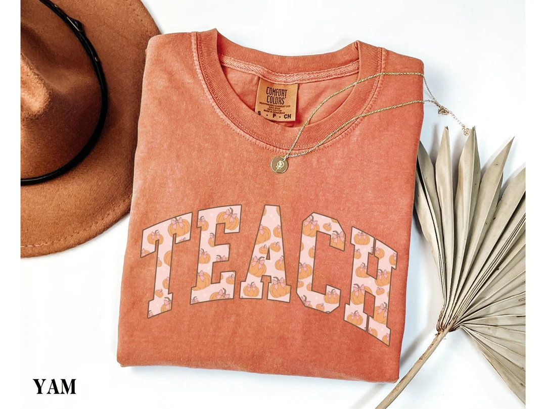 Halloween Teach Shirt, Teacher Halloween Shirt, Pumpkin Teacher Shirt, Cute Fall Teach Tshirt, Te... | Etsy (US)