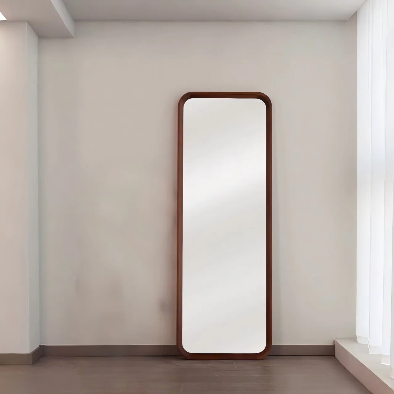Retro walnut floor mirror | Wayfair North America