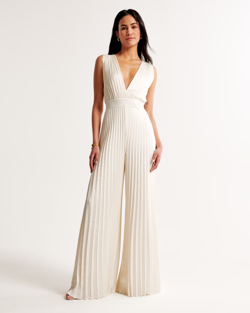 Women's The A&F Giselle Pleated Jumpsuit | Women's | Abercrombie.com | Abercrombie & Fitch (US)