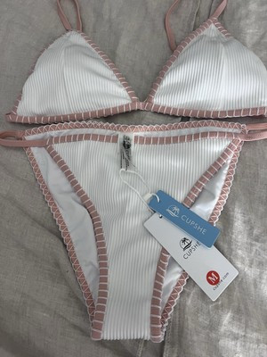 CUPSHE White Bikini Set Sz M Crochet Trim Brand New | eBay | eBay US