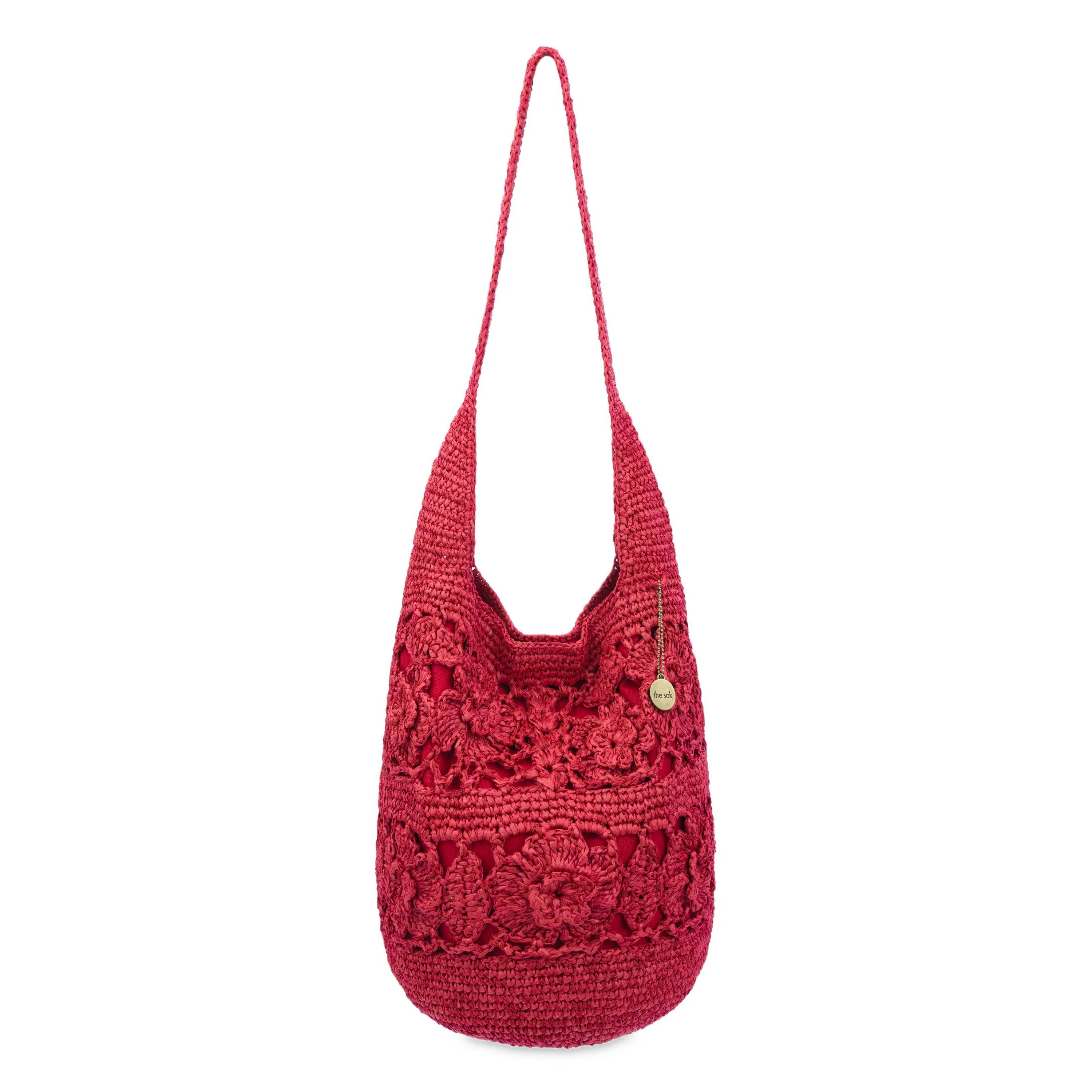 120 Hobo Bag in Scarlet Tonal Flower Crochet | The Sak