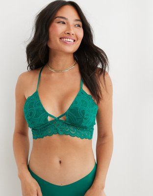 Show Off Rooftop Garden Lace Padded Plunge Bralette | Aerie