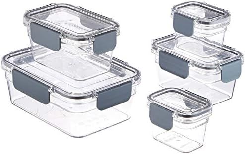 AmazonBasics Tritan 10 Piece (5 Containers and 5 Lids) Locking Food Storage Container - Clear | Amazon (US)