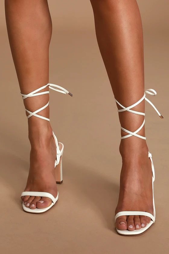 Xylia White Lace-Up Heels | Lulus (US)