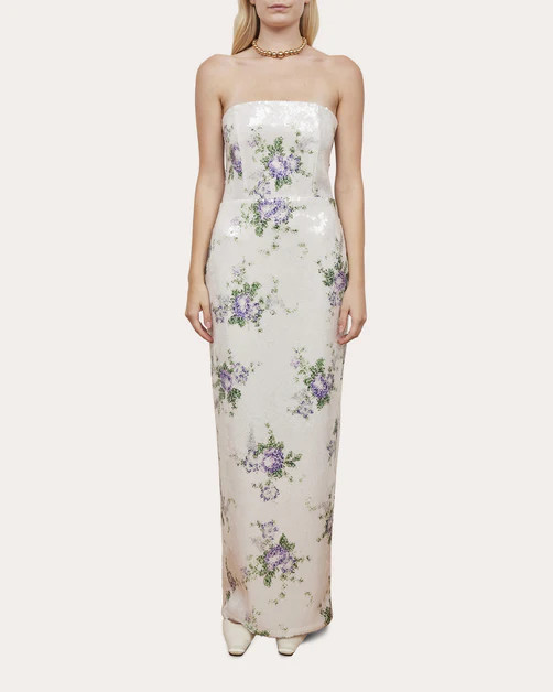 Marilyn Floral Sequin Strapless Dress | Olivela