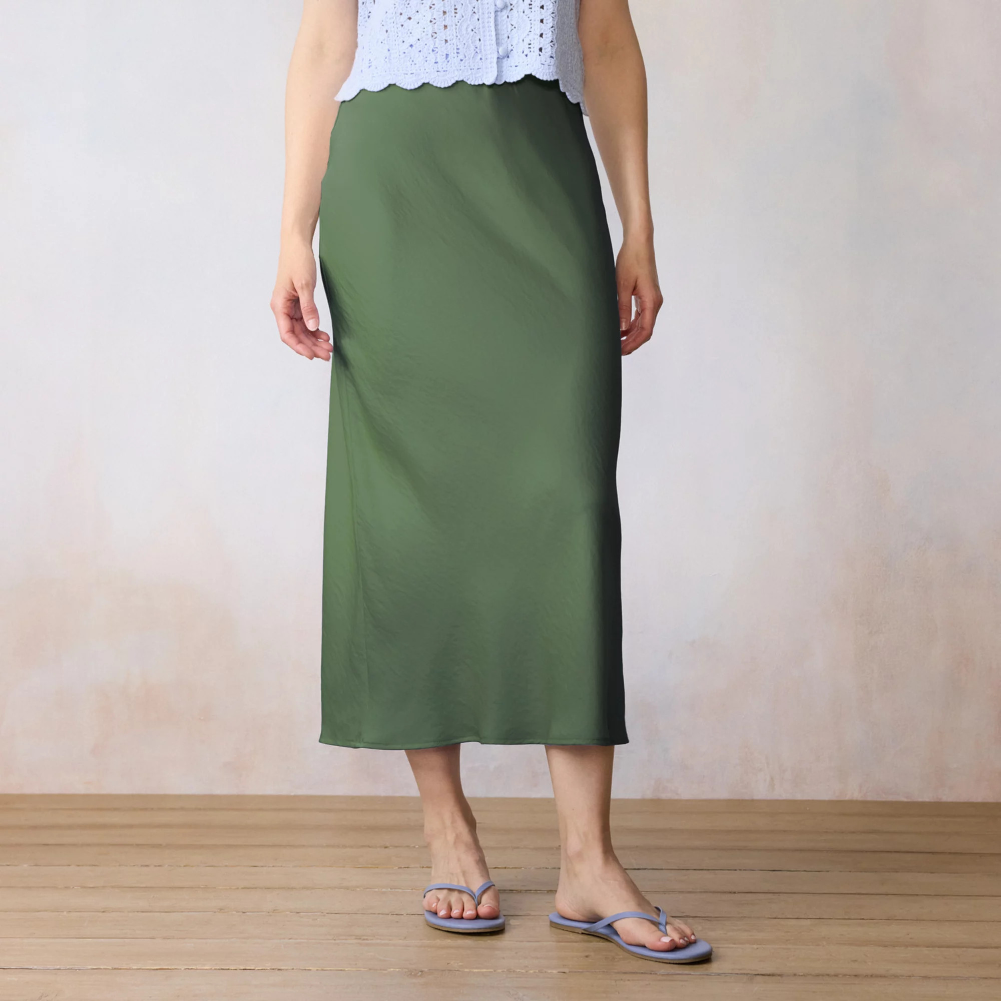 Women's LC Lauren Conrad Midi Slip Skirt, Size: XL, Garland Green | Kohl's
