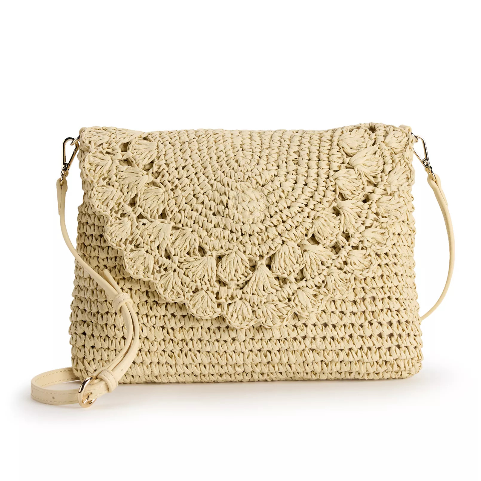 LC Lauren Conrad Candace Scallop Flap Crochet Crossbody Bag | Kohl's