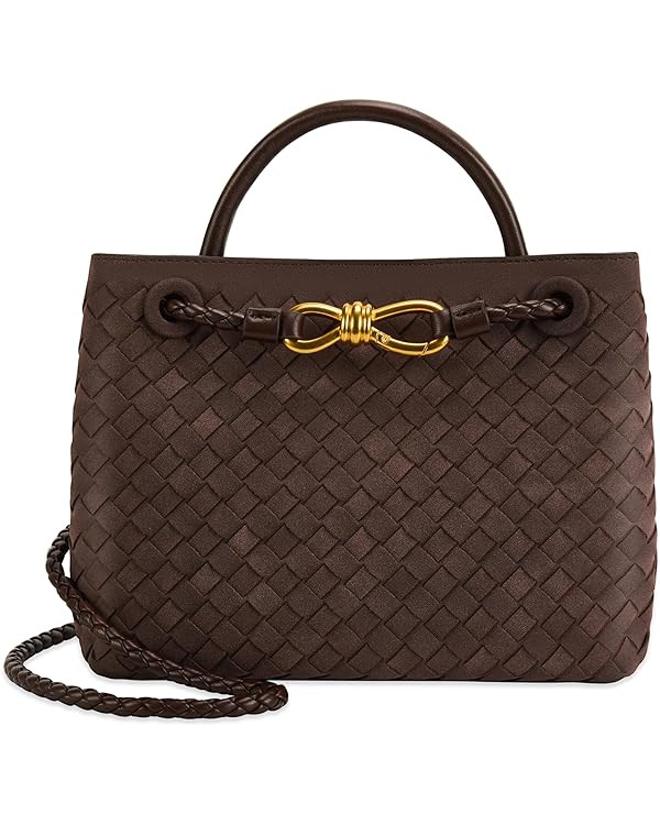 Woven Tote Bag for Women Leather Shoulder Handbag Designer Top Handle Purses | Amazon (UK)