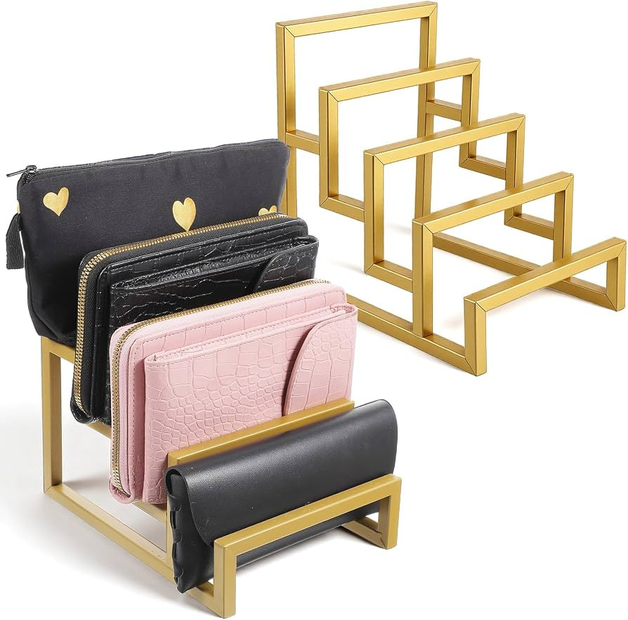 2 Pack Purse Organizer for Closet Display 4 Layer Wallet Display Rack Metal Clutch Holder Retail ... | Amazon (US)