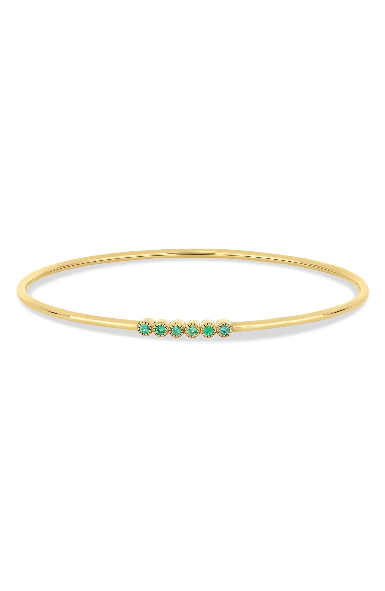 Bony Levy 18K Gold El Mar Gemstone Bangle Bracelet in 18K Yellow Gold/emerald at Nordstrom, Size 7 | Nordstrom
