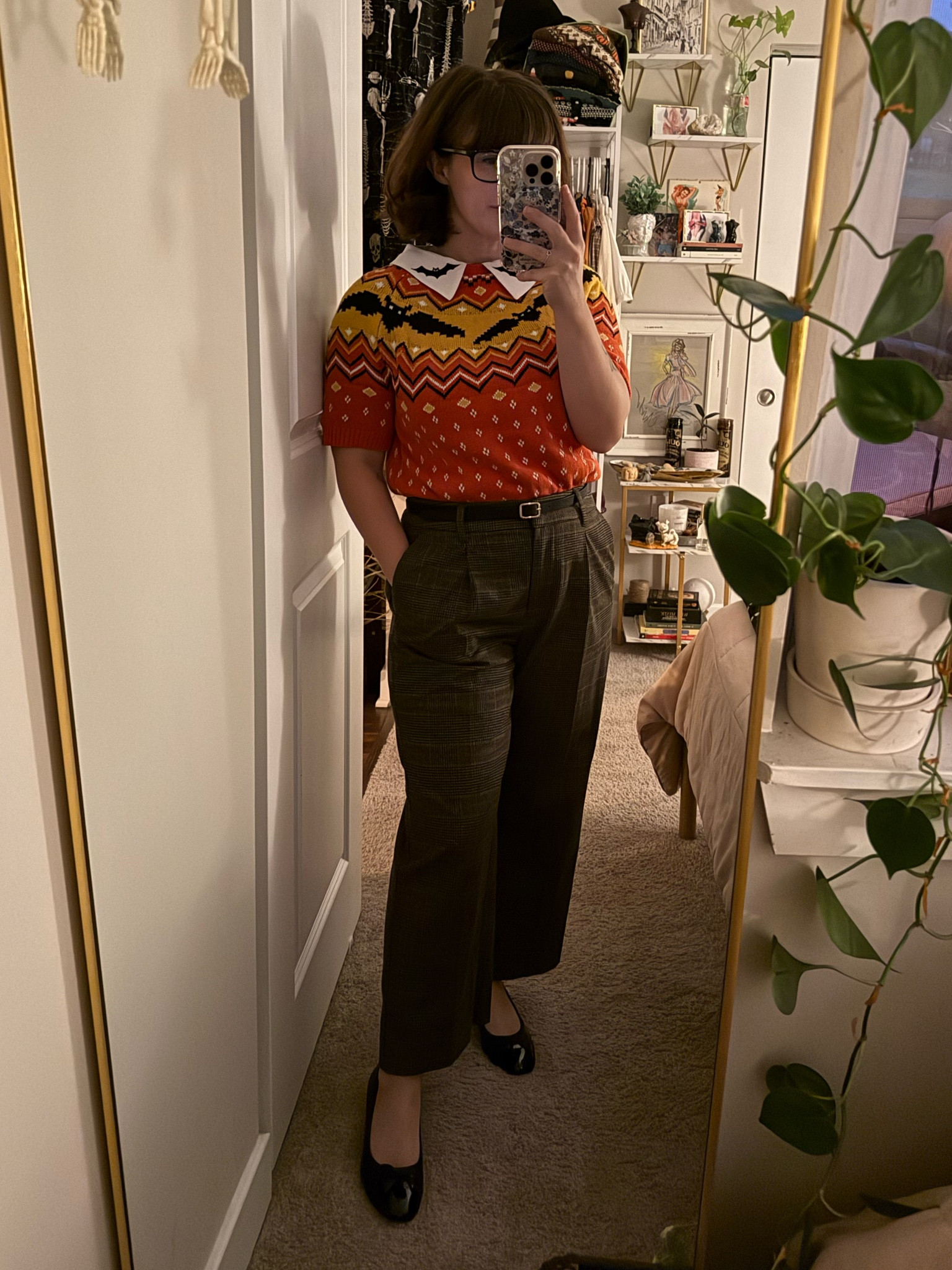 I wasn’t completely sure about this outfit, but the longer I have it on, the more I kind of love it. I’m wearing a small in the sweater and 2P in the trousers (extra hemming)  

#LTKStyleTip #LTKWorkwear #LTKHalloween