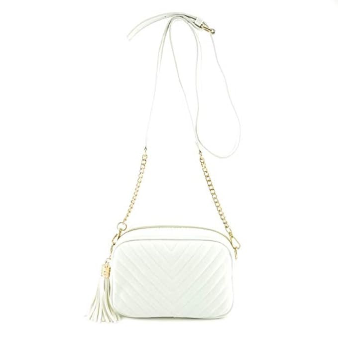 Simple Shoulder Crossbody Bag With Metal Chain Strap And Tassel Top Zipper | Amazon (US)