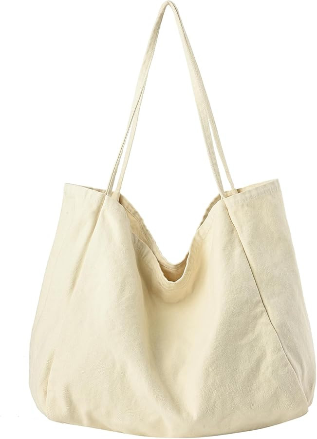 Canvas Tote Bag for Women Large Hobo Shoulder Bag for Work Travel Casual Message Bag Tote Purse h... | Amazon (US)