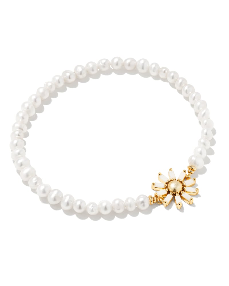 Madison Daisy Pearl Stretch Bracelet in White Opaque Glass | Kendra Scott