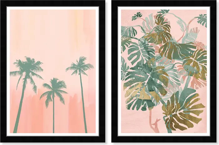 Wynwood Studio Prints Blush Tropical Palm Tree Print Wall Art - Set of 2 | Nordstromrack | Nordstrom Rack