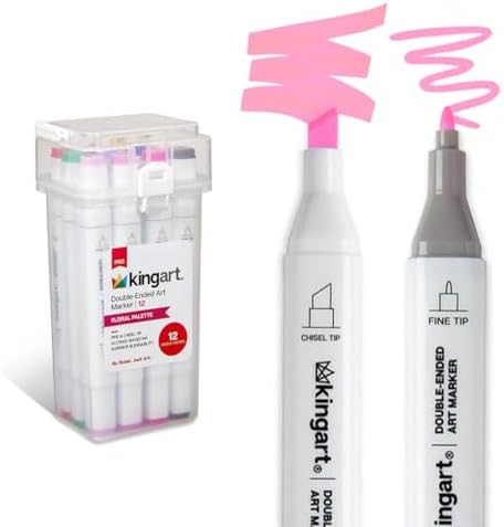 KINGART PRO Double-Ended Alcohol Ink Art Markers, 12 BRIGHT FLORAL Colors, Fine Point & Chisel Ti... | Amazon (US)