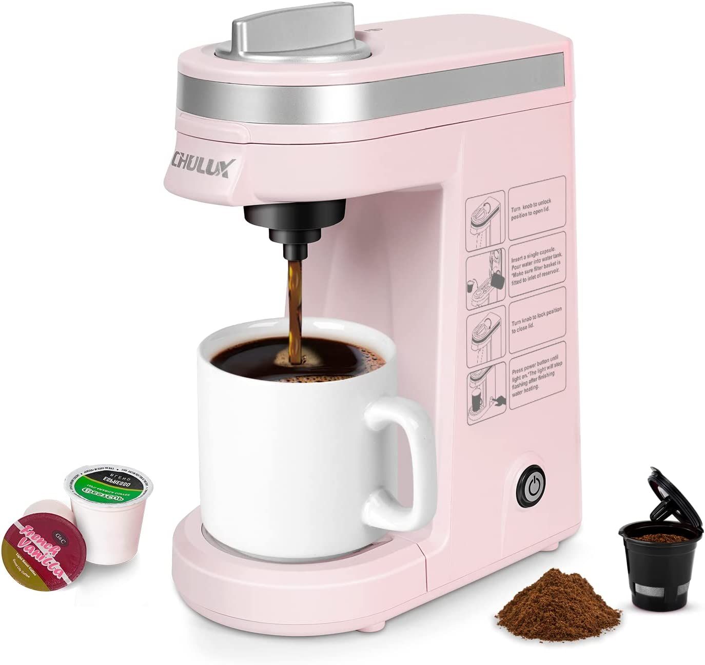 CHULUX Single Serve Coffee Maker,One Button Operation with Auto Shut-Off for Coffee and Tea with ... | Amazon (US)