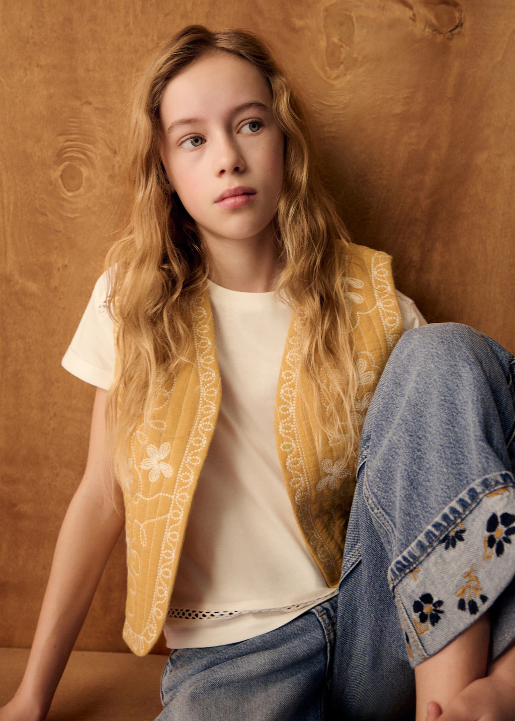 Floral-embroidered vest | Mango (US/MX/AU)