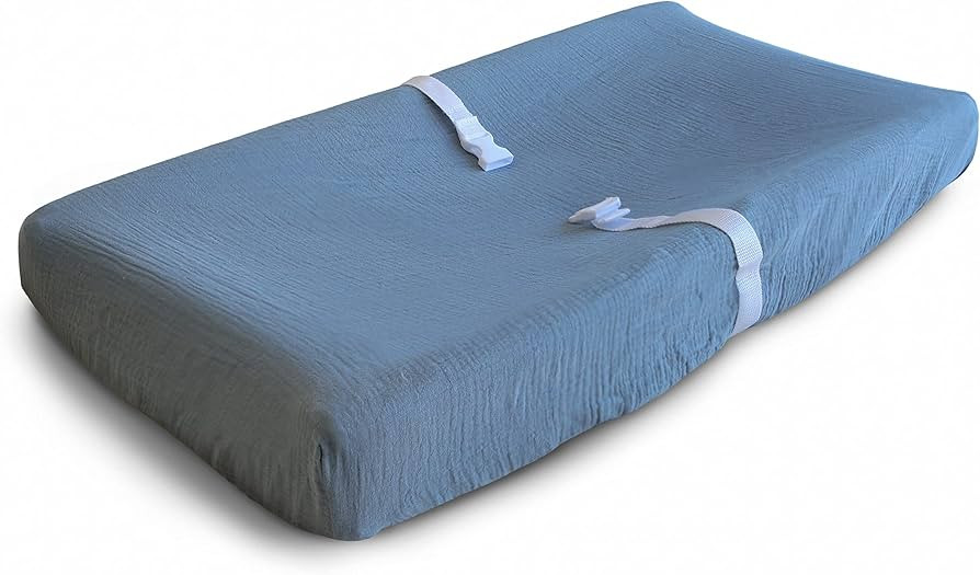 mushie Extra Soft Muslin Fitted Changing Pad Cover (Tradewinds) | Amazon (US)