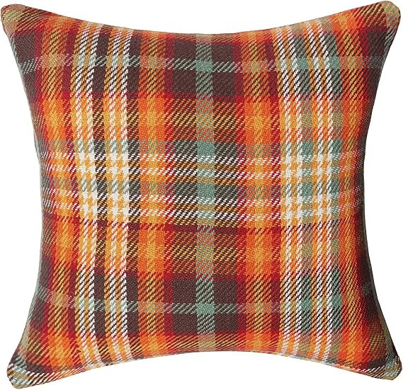 C&F Home Randall Plaid Woven Throw Pillow Rustic Brown and Orange 18 x 18 Orange | Amazon (US)