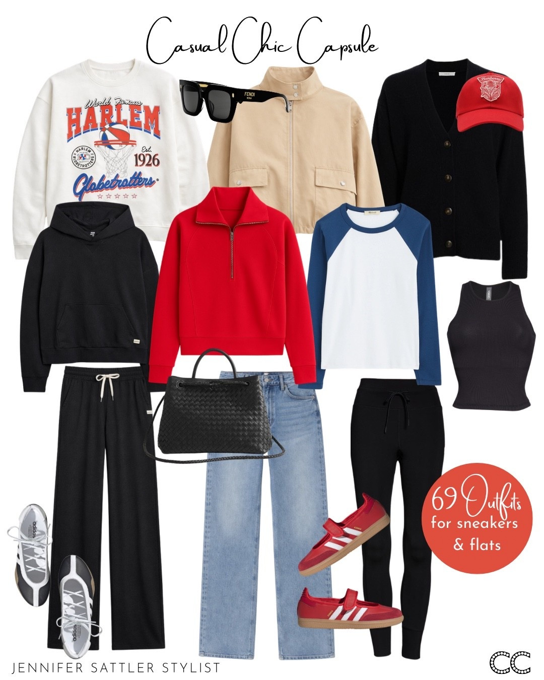 If you want an endless arsenal of effortlessly chic casual outfits that go with sneakers and flats, I made you 69. Every item on my 10-piece checklist goes together. The casual outfits that go with sneakers in this capsule look effortlessly chic because the core of this capsule is made with the most versatile closet essentials.  

ADD TO CART⬇️
LOOK BOOK
CHECKLIST 
NEW LINKS

https://closetchoreography.com/effortlessly-chic-casual-capsule-69-outfits-that-go-with-sneakers-and-flats/
