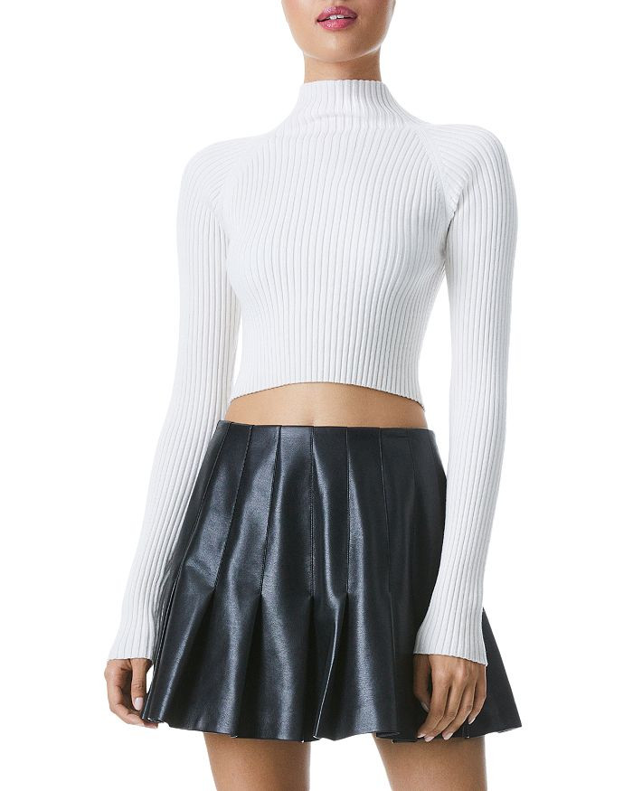 Cropped Mockneck Ribbed Sweater | Bloomingdale's (US)