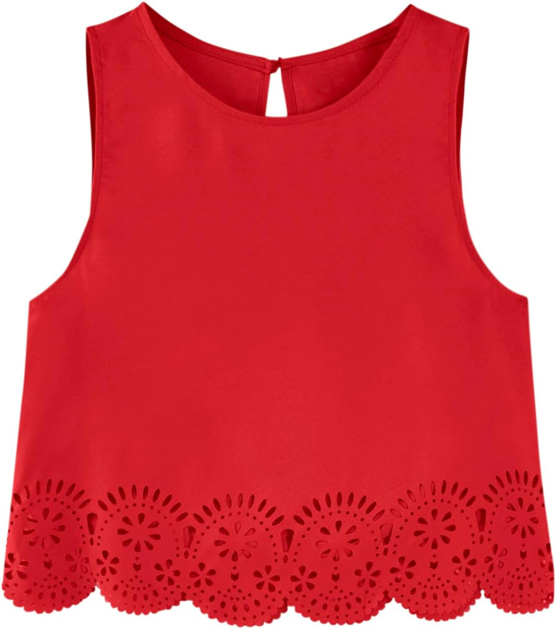 Remidoo Womens Scallop Trim Crop Tank Top Cropped Sleeveless Blouse | Amazon (US)