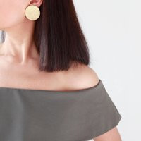 Large Gold Leather Disc Stud Earrings | Big Gold Circle Minimal Statement Surgical Steel Post Studs | Etsy (US)