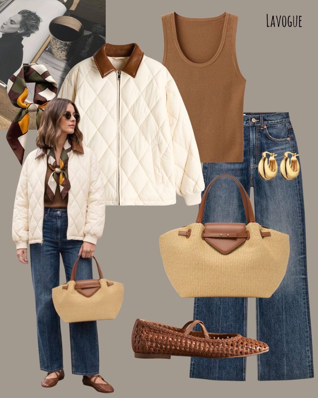 Easy spring neutrals 🤍 Cream quilted jacket with a contrast collar over a tank, paired with classic blue jeans. Finished with tan woven flats and a raffia bag for that effortless, textured vibe ✨

Shop below 👇🏼 

#LTKStyle #NeutralOutfits #EffortlessStyle

#LTKootd #LTKSeasonal #LTKWorkwear