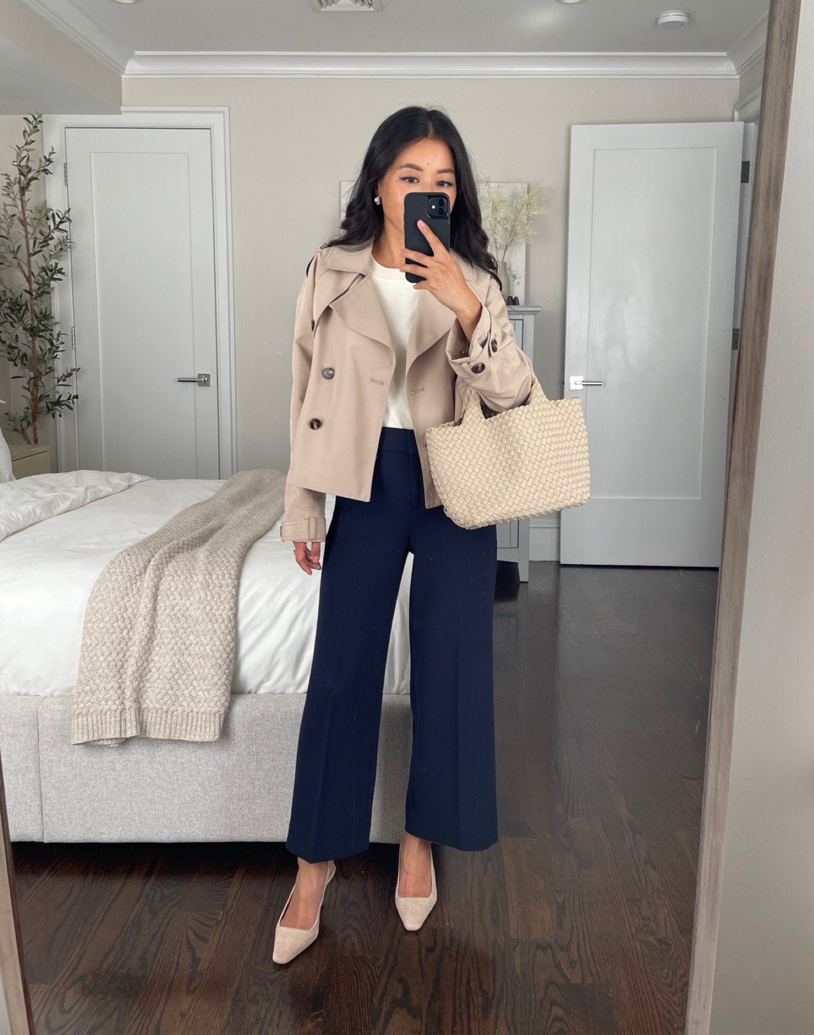 My trench coat is restocked in all sizes! Runs big with sleeves folded under but I love it and have worn it lots over the past two years. 

Also linked a Theory crepe one that looks luxe quality with a modern cut on sale for 60% off! 

• old jcrew pants but I own the Ann Taylor Kate pants linked below and the fit is super similar! I’m in 00 petite for the ann Taylor .

The AT Kate pants come in regular fit or curvy fit 

• Steve Madden trench Xs, runs big with sleeves folded under on me. Some have opted to size down

• COS cotton tee in Light Beige which is actually a creamy offf white. High quality , thicker weight, and this color is one of the softest - not all colors are the same fabric feel. I sized up to XS bc I didn’t want a slim fit. 

• naghedi small st barths tote ecru. Has a crossbody strap 

• old ann Taylor heels. 

Corporate fashion, office style,
Classy outfit 


#LTKPetite #LTKFindsUnder100 #LTKWorkwear