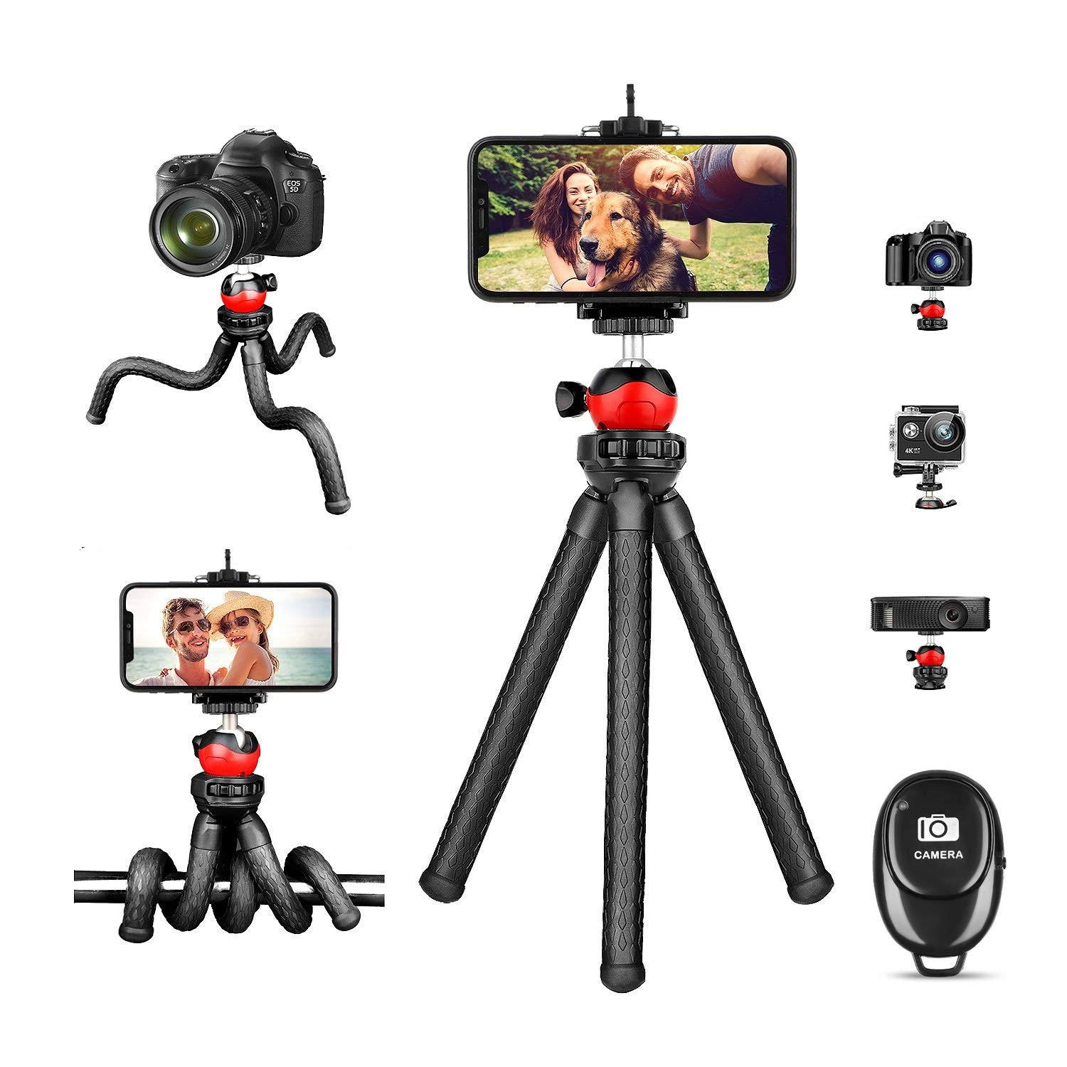 Phone Tripod, Flexible iPhone Tripod and Portable Adjustable Tripod with Wireless Remote, Mini Trave | Amazon (US)