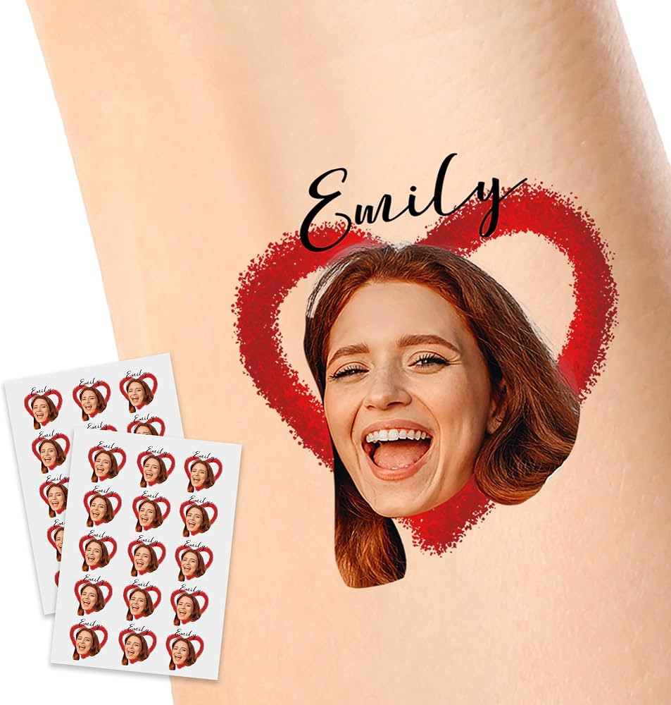Personalized Temporary Tattoos, Custom Face Tattoos for Birthday Wedding Bachelorette Party, 1 Se... | Amazon (US)