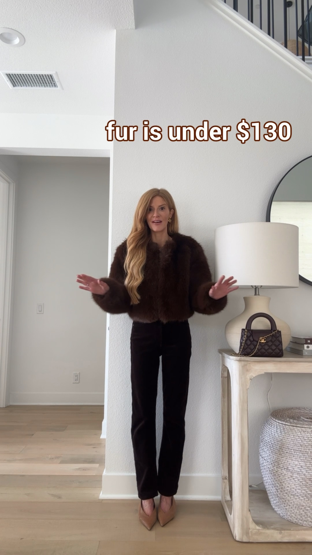 Brown faux fur and corduroy jeans for holiday shopping 
Xs in the jacket linked others i love too jeans run true

#LTKOver40 #LTKFindsUnder100 #LTKHoliday