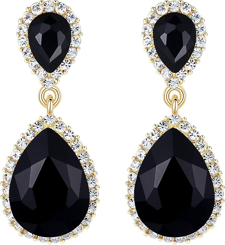 EVER FAITH Women's Austrian Crystal Wedding Tear Drop Dangle Earrings | Amazon (US)