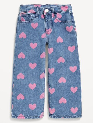 Baggy Embroidered Wide-Leg Jeans for Toddler Girls | Old Navy (US)