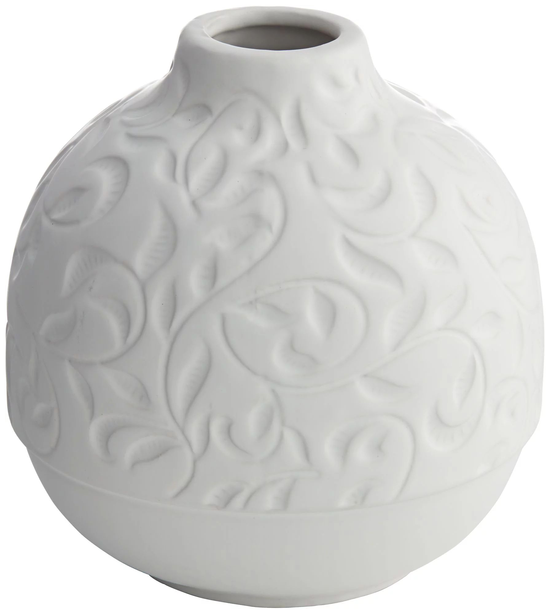 Studio 55D Floral Carved 7" High Matte White Porcelain Decorative Vase | Walmart (US)